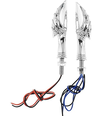 Feux Clignotants LED Moto - Design Crâne 3D, Ambre, Pour Harley Et Custom, Chrome