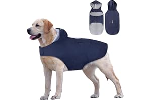 Idepet Chubasquero para Perros con Capucha y Cuello,Poncho Impermeable para Lluvia para Perros Chaqueta de Lluvia para Perros Sudaderas a Prueba de Viento Perros pequeños, medianos y Grandes