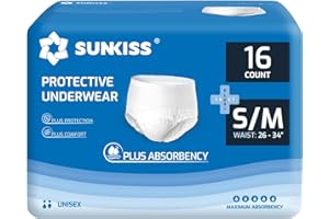 ‎SUNKISS SUNKISS TrustPlus Inkontinenz Pants für Erwachsene, Saugfähige Windelhosen mit Elastischen Bündchen für Männer und Frauen, Diskreter Auslaufschutz bei Blasenschwäche, Größe S/M, 16 Stück