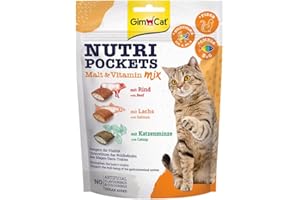 GimCat Nutri Pockets Mix Malto & Vitamina - Snack croccante per gatti con ripieno cremoso e ingredienti funzionali - 1 sacchetto (1 x 150 g)