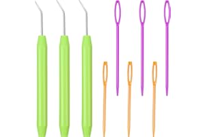 WILLBOND Crochet de Métier à Tricoter Crochet d'Aiguille avec Poignées en Caoutchouc et Aiguilles à Coudre en Plastique à Grands Yeux pour Tricot Tricoté Artisanat Tricoteur (9 Pièces)