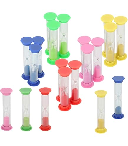 THETHO 6 Pezzi Timer a Clessidra, Timer di Sabbia a 5 Colori Timer a Clessidra (30 Secondi, 1 Minuto, 3 Minuti, 5 Minuti, 10 Minuti, 15 Minuti) Orologi a Clessidra per Cucina, casa, Ufficio