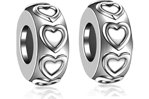 LOVANS 2 PCS Stoppeur/Bloqueur Charms Argent 925 Sterling Breloque pour Bracelet Caoutchouc Spacer Stopper Charmes pour DIY Europe Bracelets