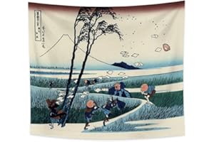 YONGFOTO 150x130cm Ukiyo-e Arazzo Monte Fuji 36 Viste Camera Tappezzerie Ejiri nella provincia di SurugaPaesaggio Arte muraria Giapponese Pittura tradizionale Stile Toyo Arazzi