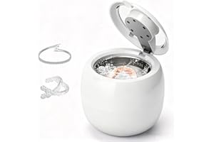 LONGYI Apparecchio per la Pulizia ad Ultrasuoni 42KHZ con 6 Lampade UV per la Sterilizzazione, Portatile con Batteria Integrata, Design Impermeabile per la Pulizia di Protesi Dentarie
