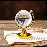 KRN GLOBAL GROUP Gold Dekoratif Cam D&uuml;nya K&uuml;re | Mini Ofis Masası S&uuml;s&uuml; | Şık Hediyelik D&uuml;nya