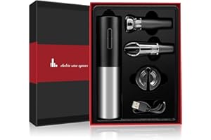 Flauno Cavatappi Elettrico Senza-Filo | Automatico Apribottiglie Elettrico con Taglia-Capsule | Tappo Sottovuoto per Vino e Versatore per Vino Amanti del Vino (Acciaio)