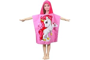 JORAKI Cape de Bain Enfant Poncho de Bain Enfant Serviette de Bain Enfants Serviette de Plage à Capuche Motifs Mignons Usage Multiple pour Enfants de 2 à 8 Ans