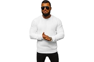 OZONEE Herren Sweatshirt Pullover Langarm Farbvarianten Langarmshirt Pulli ohne Kapuze Baumwolle Baumwollemischung Classic Basic Rundhals-Ausschnitt Sport J. Style 2001-10