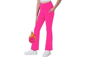 Desol Pantaloni termici da ragazza con tasche, pantaloni sportivi da yoga per adolescenti e leggings flared per sport, ideali da ginnastica e da jogging