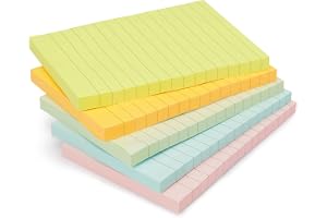 Amazon Basics Lined Sticky Notes, 4 x 6-Inch, Assorted Colors, 5-Pack