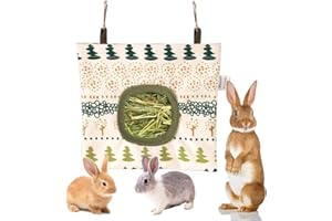 WUSJCOF Borsa per Fieno, Portafieno per Conigli e Porcellini d'India, Mangiatoia per Conigli e Cavie, Pettorina Coniglio Nano, Mangiatoia per Cavie (1 Foro)