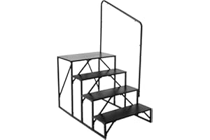 VEVOR Wohnmobil-Stufen, 4-stufige Wohnmobil-Treppe, 200 kg Tragkraft, verdickter Karbonstahl, mit Handlauf, rutschfeste Stufen für sicheres EIN- und Aussteigen, geeignet für Wohnmobil, Anhänger