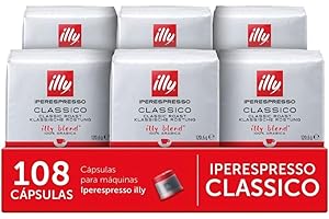 illy, Cápsulas de Café Iperespresso CLASSICO, 100% Arábica con Notas de Azahar y Jazmín, Sabor Suave y Sabor Final Dulce, 6 Paquetes de 18 Unidades (108 Cápsulas)