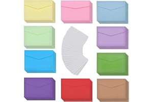 CYH Pack of 50 Colourful Mini Envelopes, Cute Small Envelopes with 50 Blank Cards for Christmas, Thanksgiving, Wedding, Birthday Party, Festival and Seeds