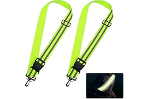 DNSHAN Reflective Sash for Walking at Night, 2 Pcs Reflective Running Gear Adjustable Reflective Belt,High Vis Belt with Clip for Children Adult Biking Cycling Jogging Walking Night Safety