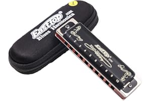ADIYA Blues Diatonische Mundharmonika A-Key Blues Mundharmonika 10 Loch 20 Ton 008k mit schwarzem Etui Mundharmonika Instrument für Anfänger, Erwachsene, Profis, Studenten und Kinder