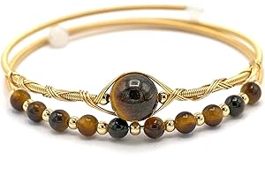 Miracles Minéraux Bracelet Artisanal Plaqué Or, Perles Naturelles, Taille Réglable| énergie spirituel | chakras bienêtre