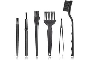 Xthrotsenk 6 Stück Antistatische Tastatur Reinigungsbürsten Set - Nylon Bürsten für Laptop, Tastatur, Leiterplatte, Motherboards - Schwarz, Kunststoffgriff