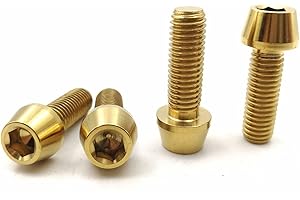 RISON-TITANIUM 5pcs Boulons en Titane de Tige de Vélo, M5 Vis de Potence de Vélo, Vélo Boulons de Tige Fixes s, Vis de Tige de Bicyclette pour MTB Vélo de Route de Montagne