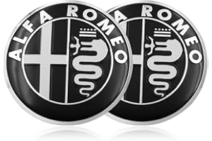 CWED 2 Stück Abzeichen Kompatibel mit Alfa Romeo Car Logo 74mm für vordere und hintere Motorhaube Emblem Metallemblem（Schwarz-Weiß）