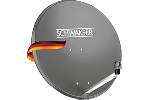 SCHWAIGER Satellitenschüssel 75 cm Stahl SAT Schüssel Spiegel Offset Antenne mit LNB-Tragarm Kabelführung Masthalterung wetterfest langlebig TV Fernsehen HD Astra Hotbird Eutelsat Türksat