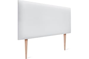 DHOME Cabecero de Polipiel o Tela AQUALINE Liso y con Patas Cabeceros Cabezal tapizado Cama (Polipiel Blanco, 110cm con Patas (Camas 80/90/105))