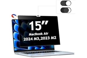 ZOEGAA Macbook Air 15 inch Privacy screen 2023-2025, Magnetic Removable & Anti Blue Light Privacy Screen Macbook Air 15 inch With Webcam Cover for MacBook Air 15 Inch (M4/M3/M2) 15.3 Inch