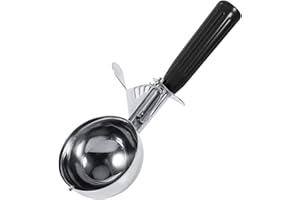 lyrlody Juego de Cucharas para Helado y Galletas, Acero Inoxidable, 4,7 cm, Negro, Varios Tamaños