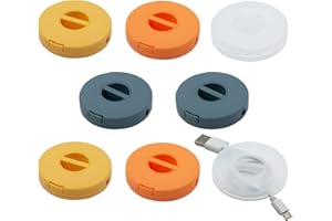 LIUCONGBD - Avvolgicavo portatile, 8 pezzi, 4 colori, rotondo, per tenere in ordine i cavi, prolunga retrattile, per avvolgere auricolari, cavi USB, mouse, caricabatterie