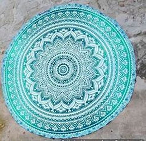 rawyalcrafts indischer Wandteppich, Mandala-Design, rund, Tapisserie, Hippie-/Boho-Stil, Baumwolle, Rund, Yoga-Matte - 2