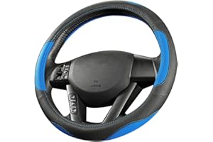 coofig Funda Volante Coche Transpirable Antideslizante de 15 Pulgadas de PU Cuero,Protector Volante Voche Compatible con Universal Car Truck SUV (Negro Azul-2)