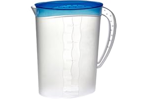 keeeper Saftkanne mit Deckel, 2 l, Polypropylen, 9,5 x 18,5 x 24,5 cm, Sara, Blau/Transparent