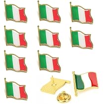 10 Badges Drapeau Italie En émail - Épingles Revers Patriotiques - Pour Fêtes Et événements