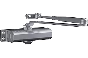 Yale Ferme-Porte à Pignon Crémaillère & Bras Compas DC110 - Idéal Portes Coupe-Feu & Étanches à la Fumée - pour Portes jusqu'à 1100mm de Large Droite ou Gauche - Force 4 jusqu'à 80kg - Argent Satiné