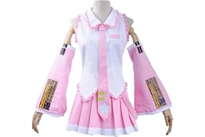 PUYYDS Vocaloid Miku Cosplay Wig Costume Japan Midi Dress Beginner Future Miku Cosplay Female Halloween Women's Costume Men size,L