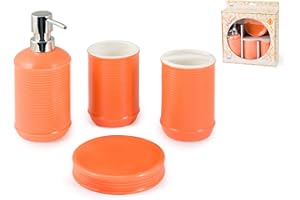 H&H 4 Pieces Ceramic Milan Bathroom Furniture And Accessories, Orange