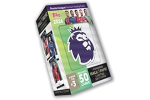 Topps Premier League 2026 - edycja debiutancka - Super Tin #3. Zawiera 50 kart Plus 3 karty LE Hall of Fame