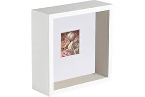Nicola Spring 3D Deep Box Fotorahmen - 6 X 6 mit 2 X 2 Reittier - Weiß/Weiß