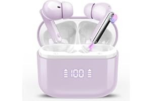THUNELEC AI Language Translator Earbuds with Audio and Video Calls, 3-in-1 Bluetooth 5.4 Translation Earbuds with 164 Real Time Languages/6 Translation Modes, 48H AI Headphones with APP for Business Violet