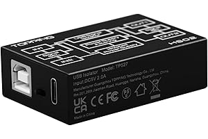 FANMUSIC Topping HS02 Isolateur audio haute performance USB 2.0 avec entrée USB-B et type C compatible avec PCM32bit 768 kHz DSD512 isolateur USB natif à faible latence