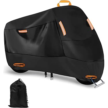 Favoto Motorhoes 300D – Waterdicht, Met Reflecterende Strepen, Slotgaten En Riemen, 245x105x125 Cm