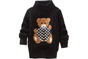 TinaDeer Kinder Rollkragenpullover Jungen Mädchen Strickpullover Winter Weihnachten Strick Pullover Pulli Baby Kleinkind Sweatshirt Langarm Strickpulli Bär Druck Sweater Tops