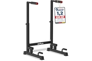 ‎DH FITLIFE DH FitLife Dip Barren Bars | Dipständer | Dip Station | Dip Stange | Kraftstation Fitnessgerät für Zuhause | Parallettes Calisthenics Training Equipment | Krafttraining 100-130 cm 9-fach verstellbar