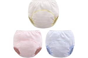 Fandecie Mutandine Bambina 3 Pezzi Mutandine di Apprendimento Intimo per Bambini Riutilizzabile Igiene Neonato WC Bambini Apprendimento Mutandine Assorbenti Mutande Allenatrici 5-38 Mesi