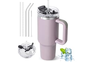 ZAKVOP Kubek termiczny ze słomką, 1200 ml kubek do picia z pokrywką i słomką, kubek izolacyjny z uchwytem, kubek do kawy na wynos termiczny do zimnych i gorących napojów, kubek podróżny Tumbler Cup