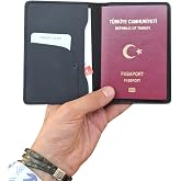 Pasaport Kılıfı Hakiki Deri Seyahat C&uuml;zdanı Pasaportluk (Siyah)