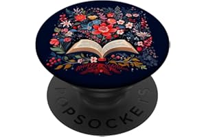 BOOKWORM FLOWER AVID READER FLORAL BOOK READING Bookworm Fleurs Avid Reader Floral Livre Lecture Nerd PopSockets PopGrip Adhésif
