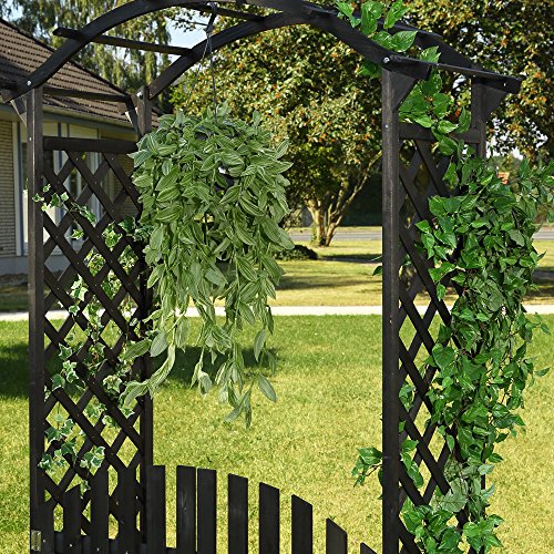 Holz Rosenbogen Schwarz + Tür Tor Pergola Torbogen Rankhilfe Spalier Rankgitter - 3