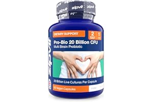 Zipvit Pro Bio 20 Billion CFU Probiotics for Gut Health, High Strength, 60 Vegan Probiotic Capsules for Men & Women, 3 Live Bacterial Cultures, Lactobacillus & Bifidobacterium Animalis
